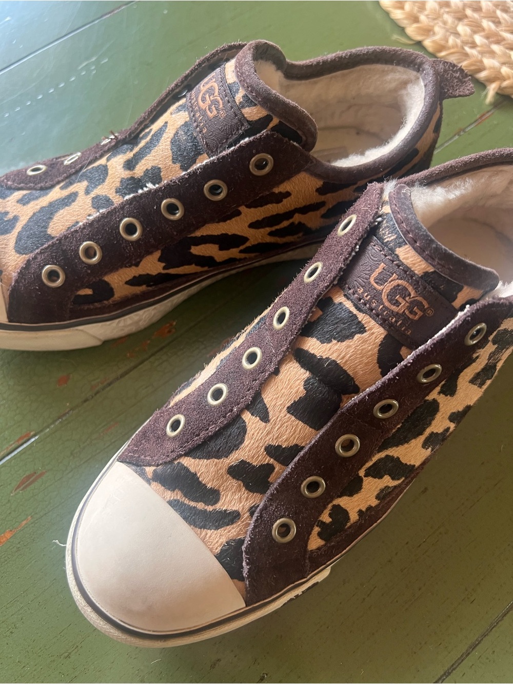 UGG Women's Leopard Print Slip-On Sneakers in Black and Brown